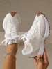 Women's White Casual Sneakers, Low-Top, Lightweight, Non-Slip, Wear-Resistant, Low Heel, Round Toe, Breathable, Lace-Up, Suitable For Outdoor Sports,