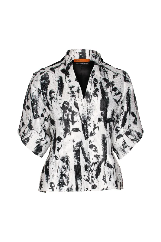 Tulip Sleeve Jacket - Black/White Print 9719