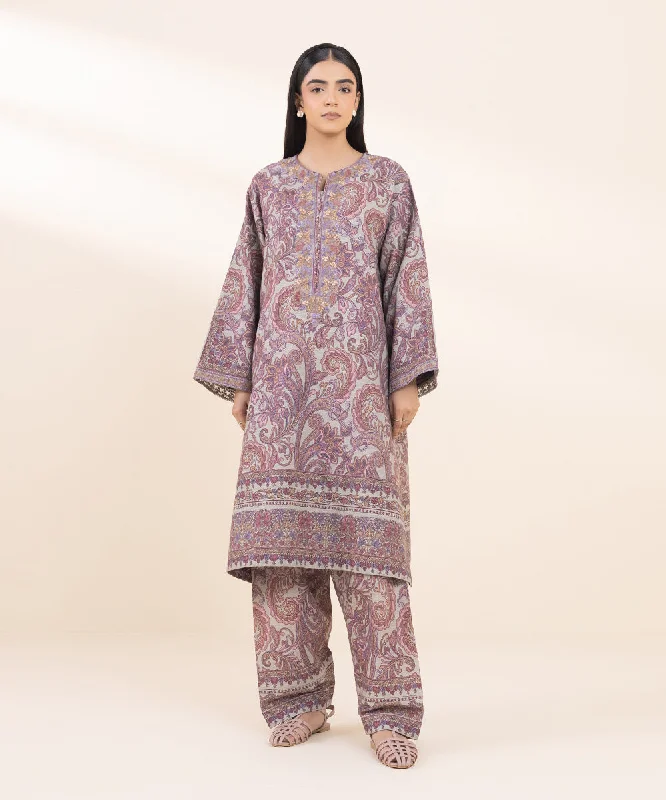 2 Piece - Embroidered Khaddar Suit