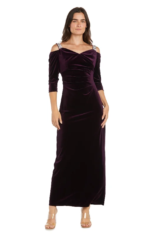 R&M Richards 1489 Long Velvet Formal Dress