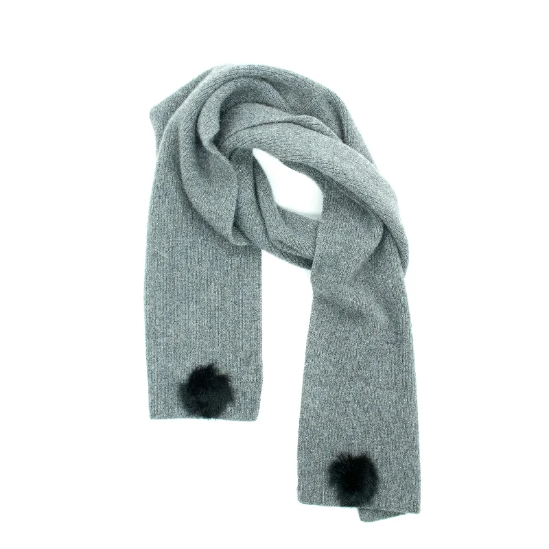 CASHMERE SCARF WITH POMS