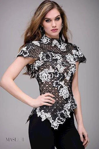 Jovani M54861 Embroidered Lace Cap Sleeve Top