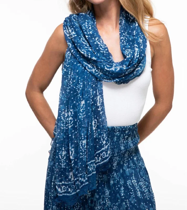 Gypsy Chiffon Scarf In Indigo Spade With Stars