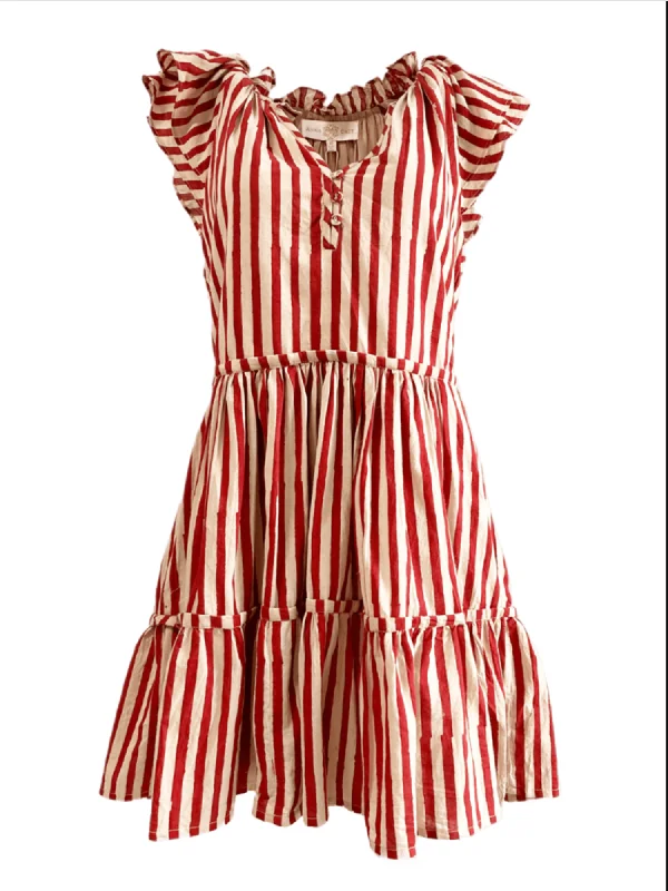 Aimee Dress in Cherry Stripe