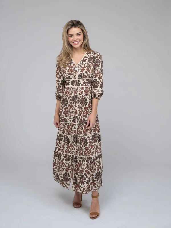 The Anna Dress | Brown Flower Power