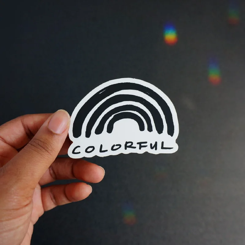 Colorful Rainbow Matte Black and White Sticker