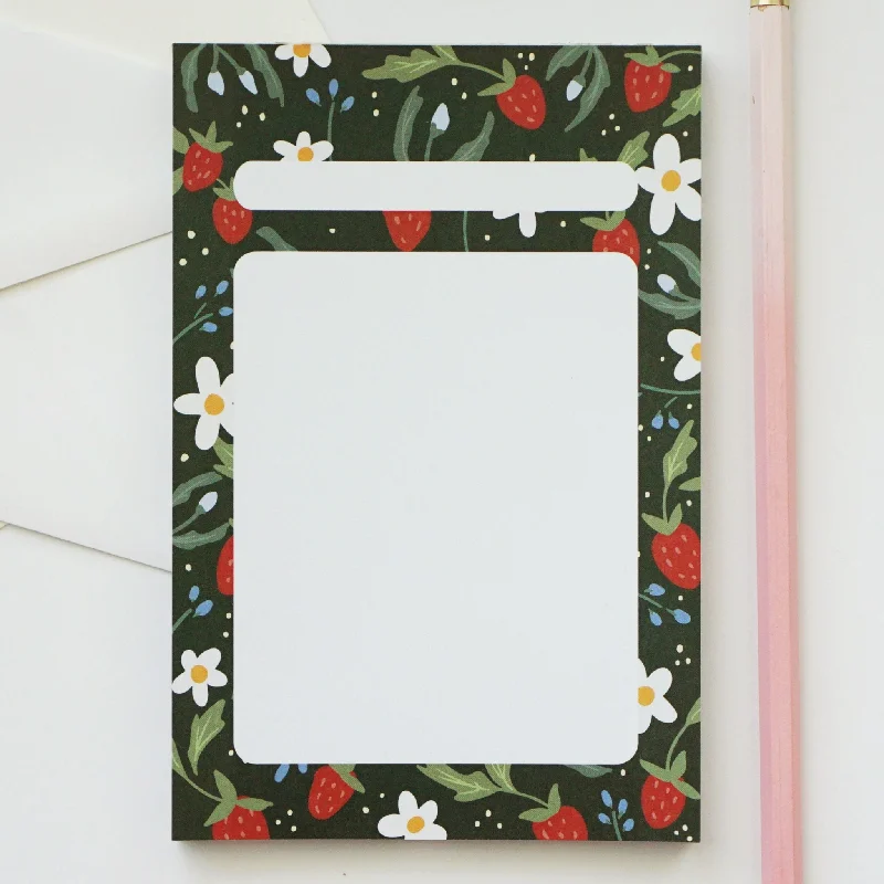 Strawberry Print Blank Notepad