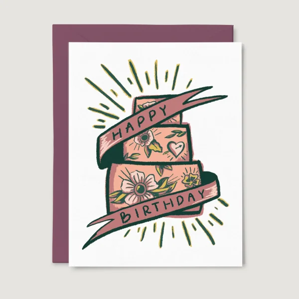 Tattoo Birthday Cake Card