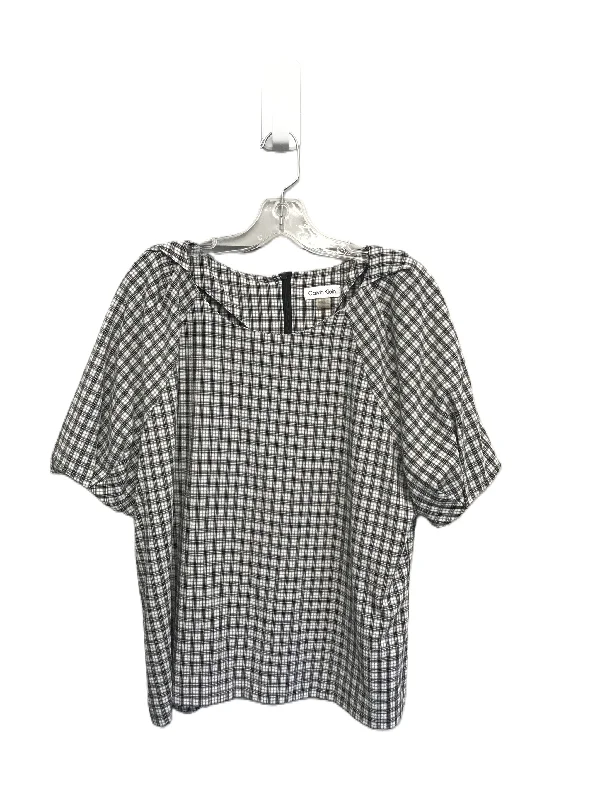 Plaid Pattern Top Short Sleeve By Calvin Klein, Size: Xl