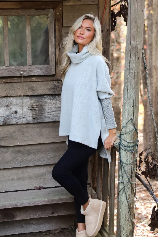 Cozy Weekends Heather Olive Soft Knit Cowl Neck Top - DOORBUSTER