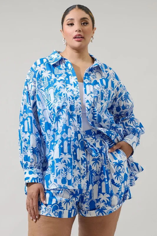 Nala Regie Boyfriend Button Down Cotton Voile Shirt Curve