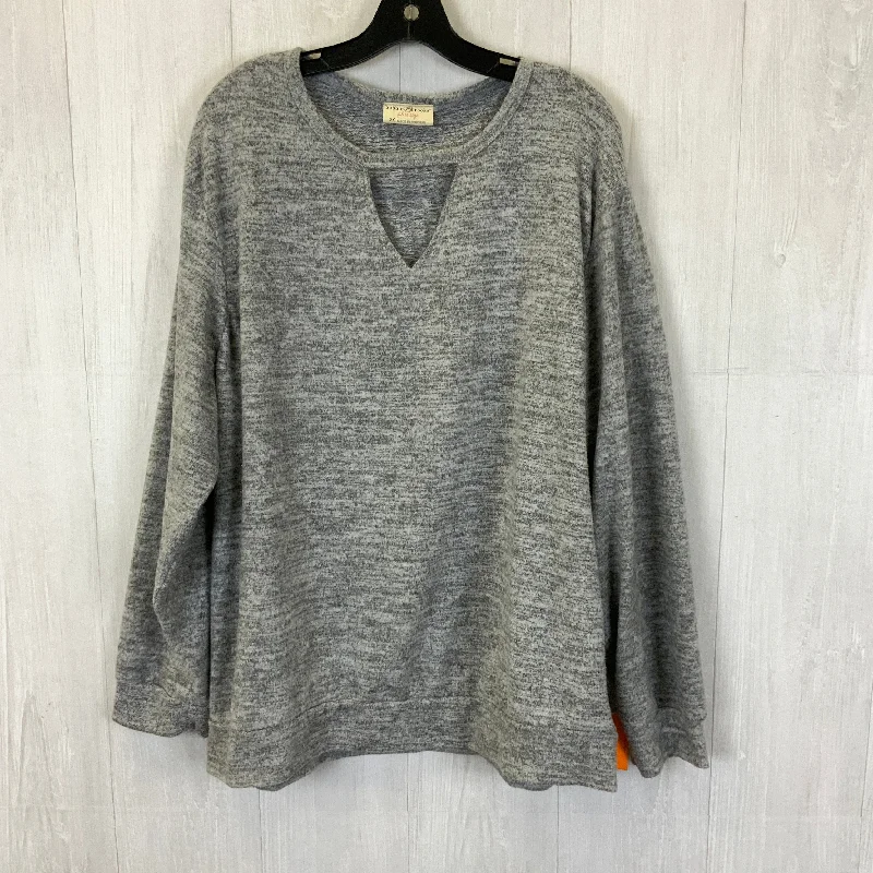 Top Long Sleeve Basic By Bobbie Brooks In Grey, Size: 3x