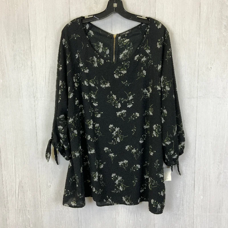 Top Long Sleeve By Papermoon In Black, Size: 3x